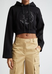 Versace Medusa Sequin Embellished Crop Cotton Hoodie