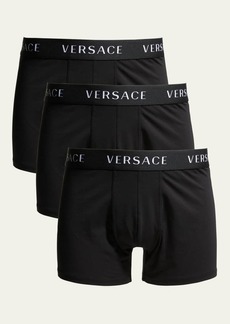 Versace Men's 3-Pack Solid Logo Boxer Briefs