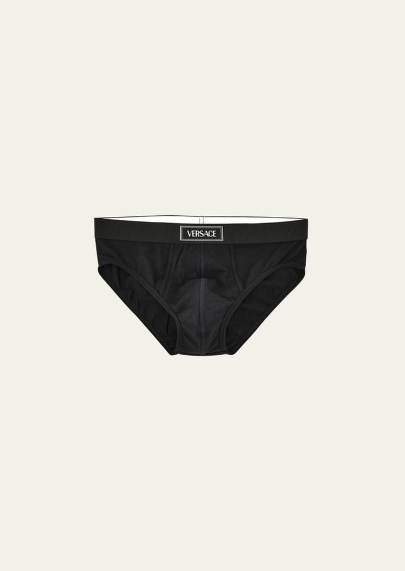 Versace Men's Cotton-Stretch Logo Briefs