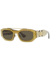 Versace Biggie Unisex Sunglasses, VE2235 - Transparent Brown Mirror, Gold-Tone