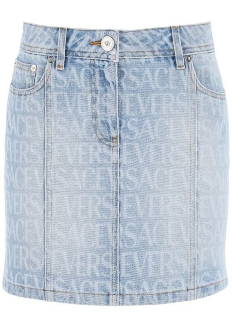 Versace monogram denim mini skirt