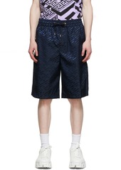 Versace Navy La Greca Shorts