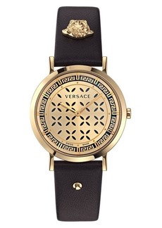 Versace New Generation Leather Strap Watch
