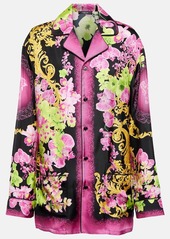 Versace Orchid Barocco silk twill pajama shirt