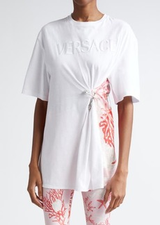 Versace Oversize Holiday Print Safety Pin T-Shirt
