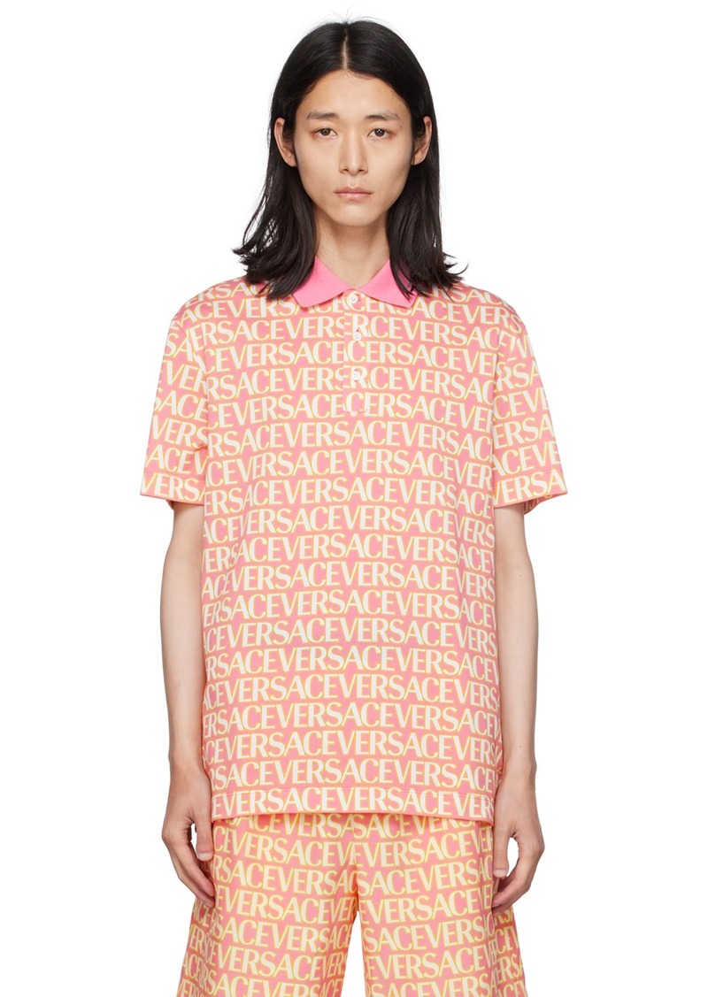 Versace Pink & Yellow Allover Polo