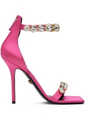 Versace Pink Crystal Heeled Sandals