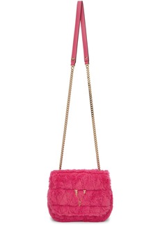 Versace Pink Faux-Fur Virtus Shoulder Bag