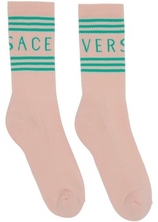 Versace Pink Vintage Logo Socks