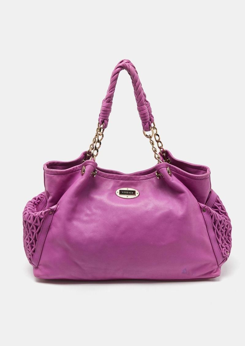 Versace Pleated Leather Chain Satchel