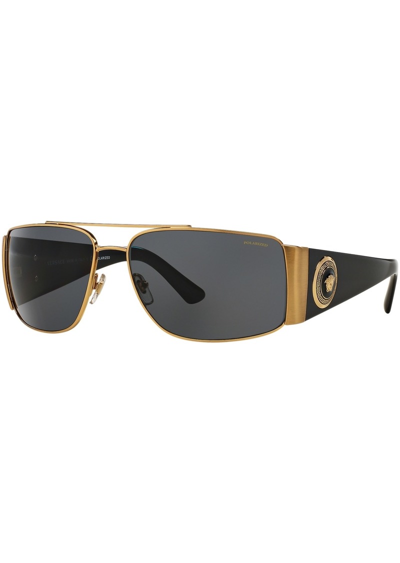 Versace Polarized Sunglasses , VE2163 - GOLD BLACK/GREY POLARIZED