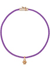 Versace Purple Leather Crystal Medusa Necklace