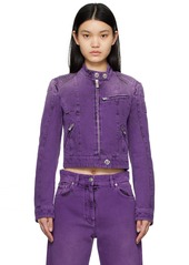 Versace Purple Medusa Denim Biker Jacket