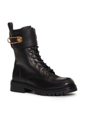 Versace Safety Pin Combat Boot in Black at Nordstrom