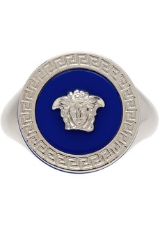 Versace Silver & Blue Medusa Ring