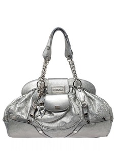 Versace Silver Leather Chain Link Satchel