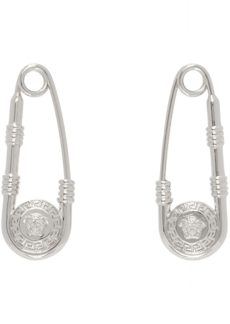 Versace Silver Safety Pin Earrings