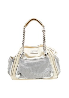 Versace /sliver Patent Leather And Metallic Mesh Chain Link Satchel