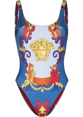 Versace Barocco pattern scoop neck swimsuit