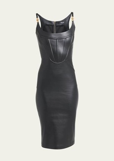 Versace Stretch-Leather Bodycon Midi Dress