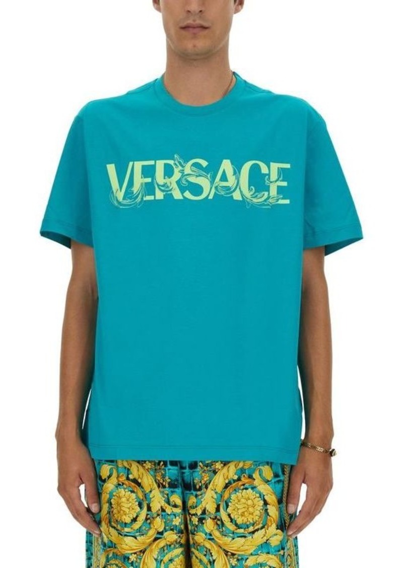 VERSACE T-SHIRT WITH BAROQUE LOGO