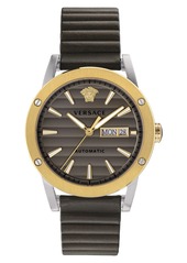 Versace Theros Automatic Leather Strap Watch, 42mm