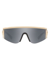 Versace Tribute 147mm Shield Sunglasses in Pale Gold/Grey Mirror at Nordstrom