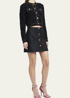 Versace Tweed Series Knit Button-Front Sweater