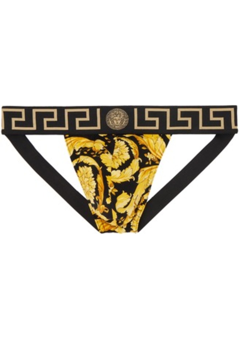 Versace Underwear Black & Gold Barocco Jockstrap