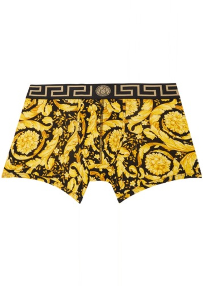 Versace Underwear Black & Yellow Barocco Long Boxers