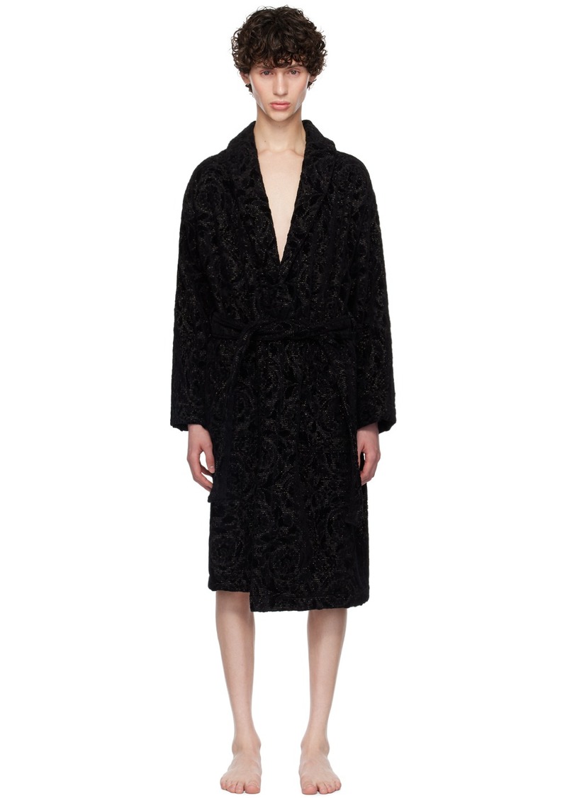 Versace Underwear Black Barocco Bathrobe