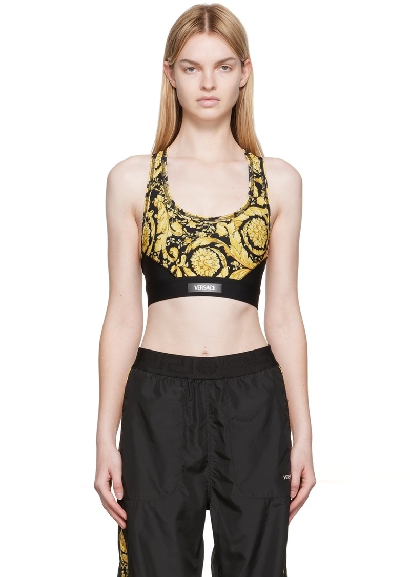 Versace Underwear Black Barocco Sports Bra