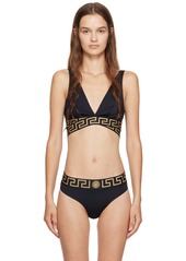 Versace Underwear Black Greca Border Bikini Top