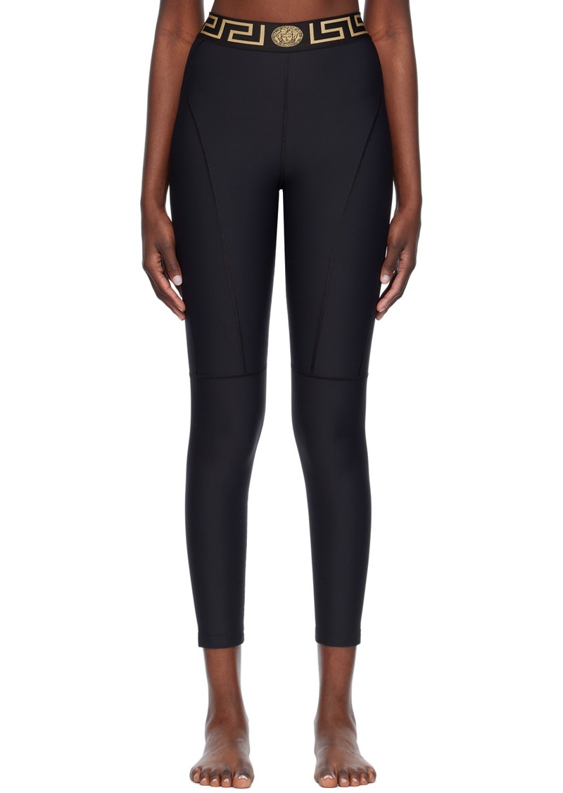 Versace Underwear Black Greca Leggings