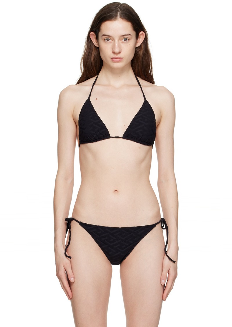 Versace Underwear Black Self-Tie Bikini Top