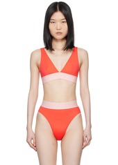 Versace Underwear Orange Greca Border Bikini Top