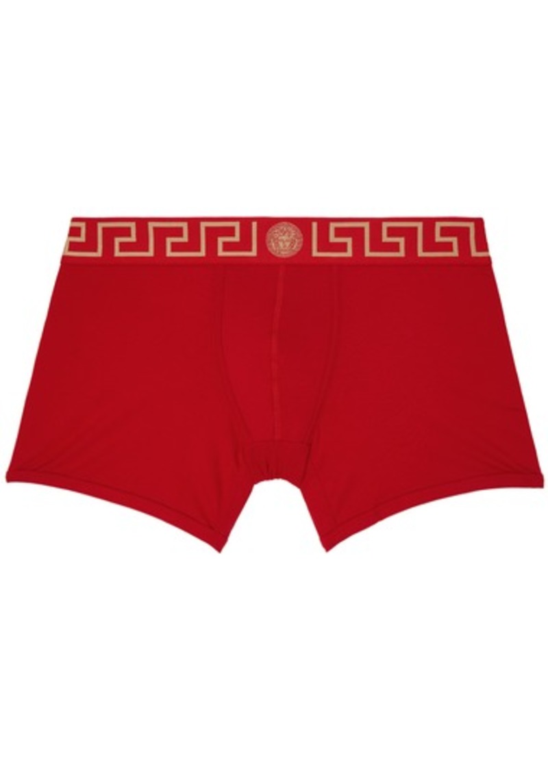 Versace Underwear Red Greca Border Long Boxers