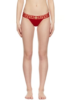 Versace Underwear Red Greca Border Thong