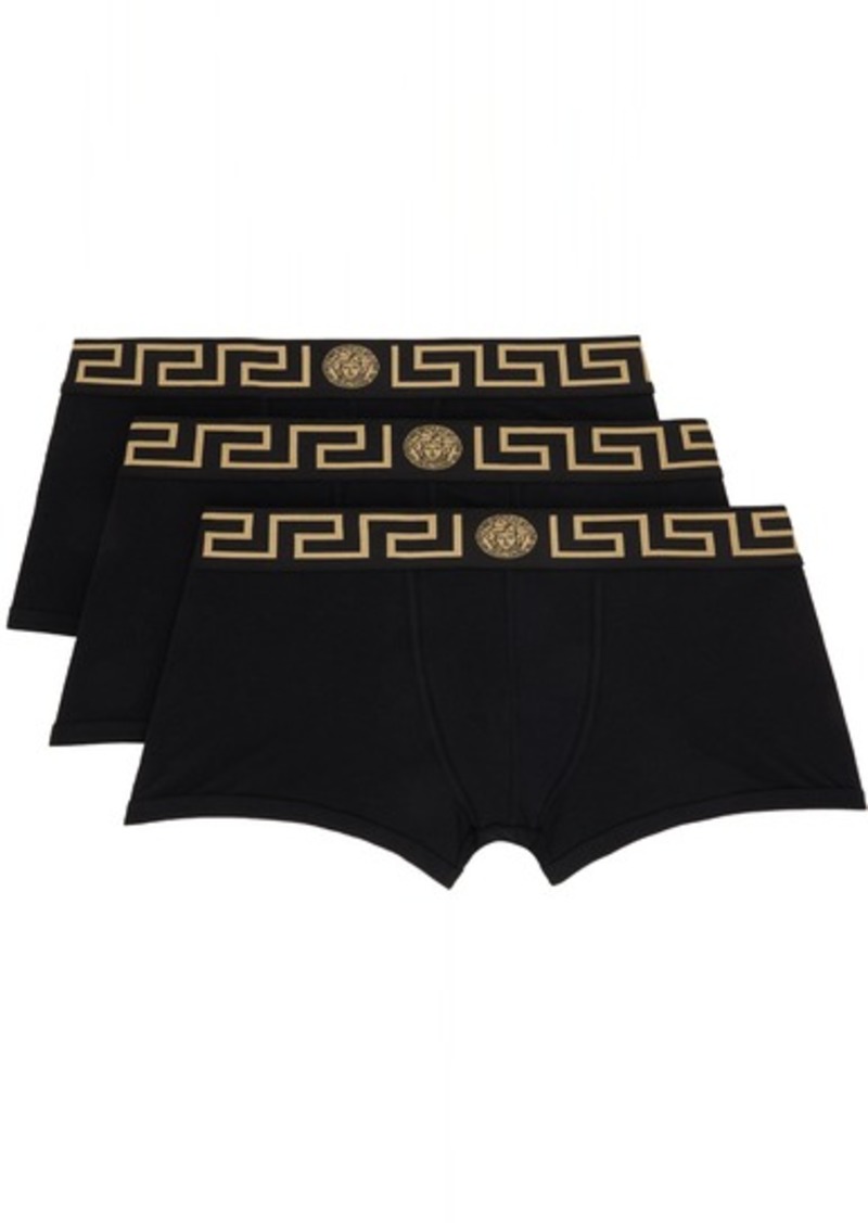 Versace Underwear Three-Pack Black Greca Border Boxers