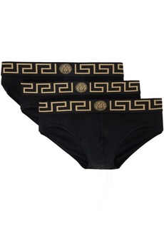 Versace Underwear Three-Pack Black Greca Border Briefs