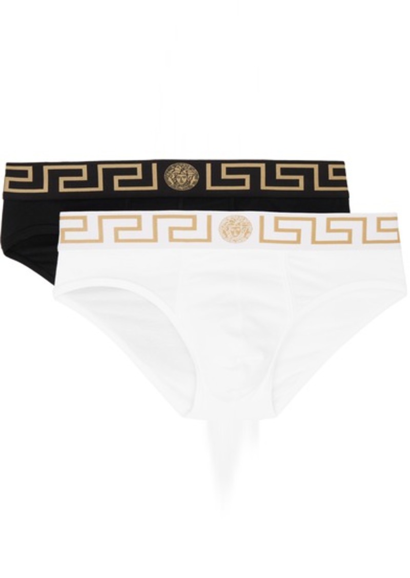 Versace Underwear Two-Pack Black & White Greca Border Briefs