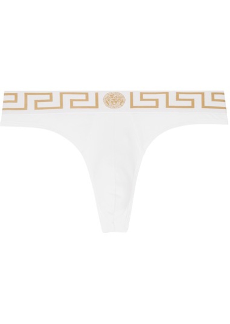 Versace Underwear White Greca Border Thong