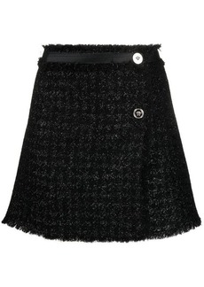 VERSACE Vichy tweed wrap mini skirt