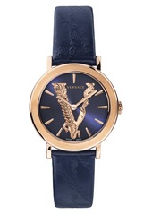 Versace Virtus Leather Strap Watch, 36mm