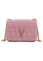 Versace Virtus Quilted Virgin Wool & Mohair Blend Tweed Shoulder Bag