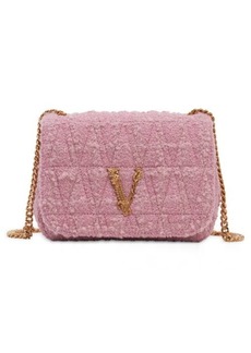 Versace Virtus Quilted Virgin Wool & Mohair Blend Tweed Shoulder Bag