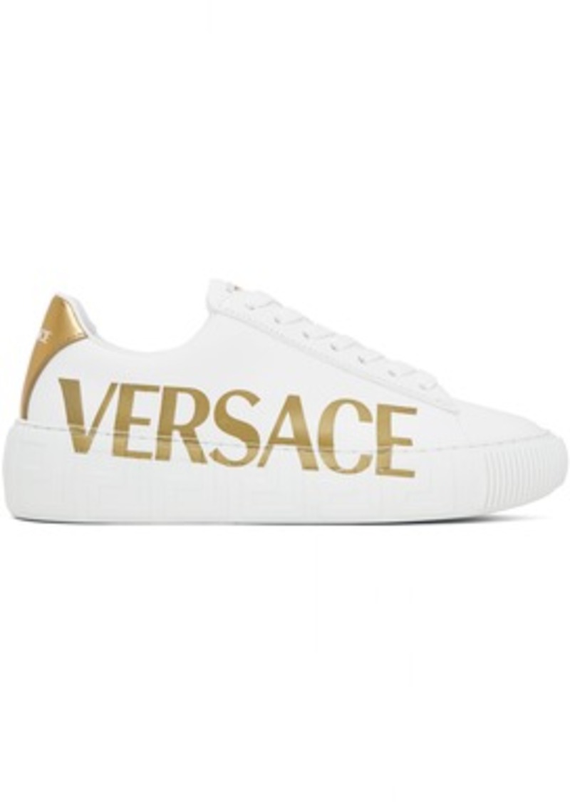 Versace White & Gold Logo 'La Greca' Sneakers