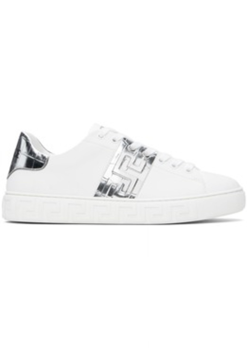 Versace White & Silver Greca Sneakers