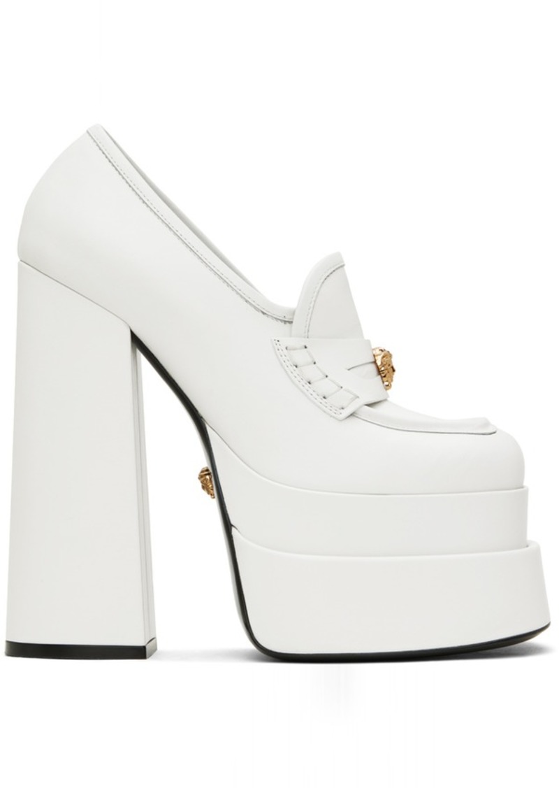 Versace White Aevitas Platform Loafers