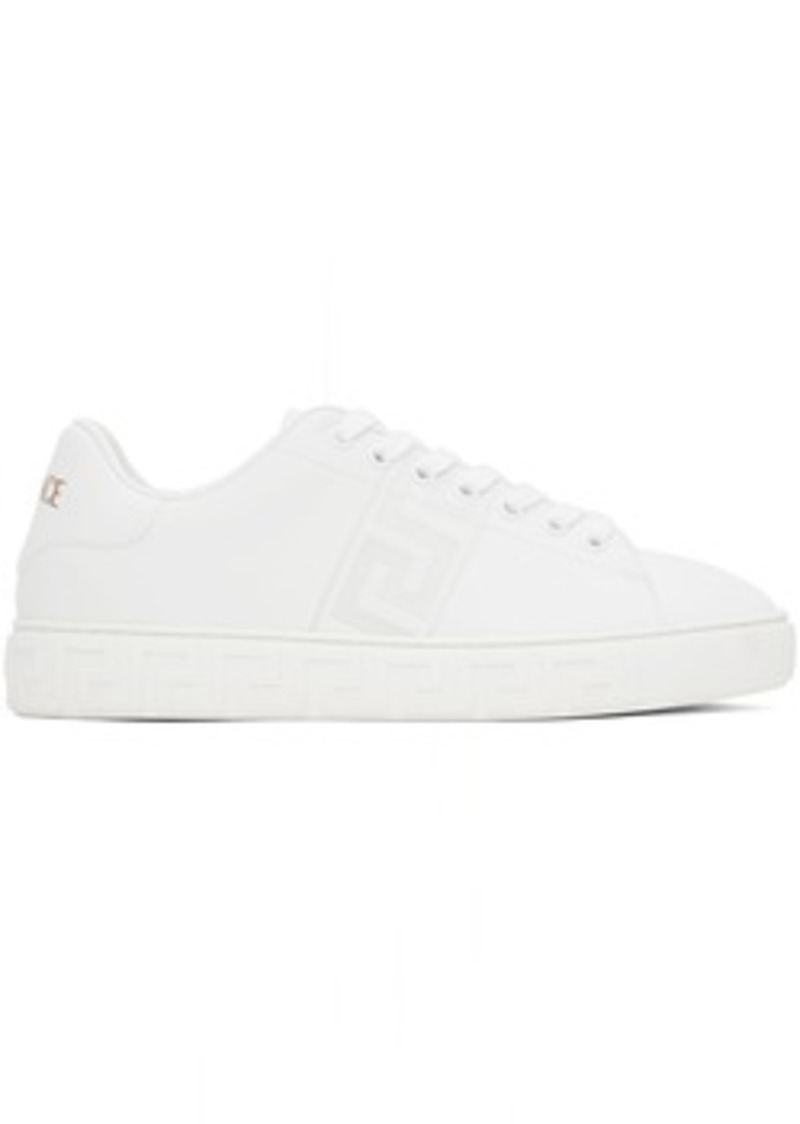 Versace White Embroidered Greca Sneakers